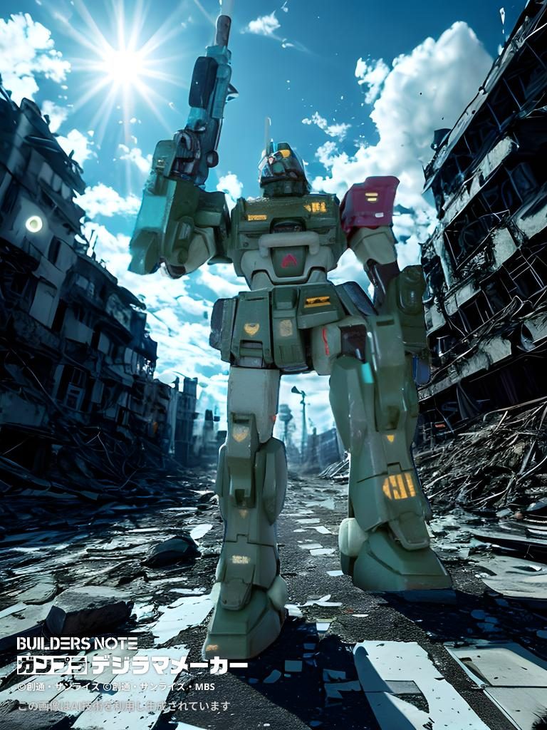 このポーズがやりたくて作ったと言っても過言ではない!( ー`дー´)キリッデジラマメーカーで、作りましたがもう少し荒廃した夕方の景色なら良かったのに…