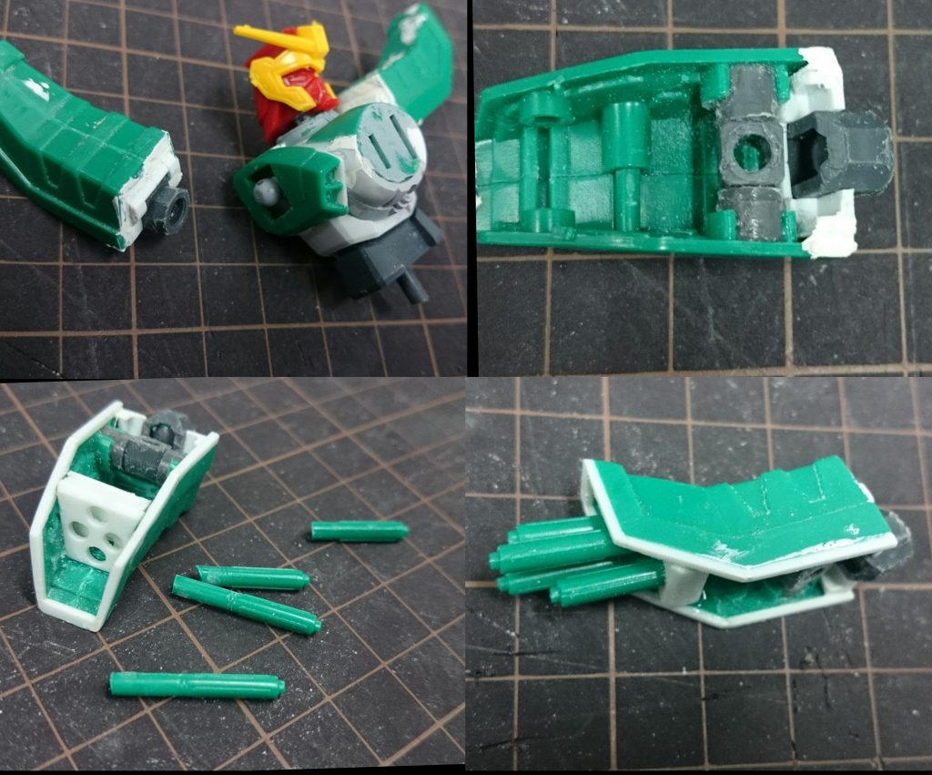 肩関節はHGFC F91 から移植（私の旧キット改造あるある手法）フェイロンフラッグは着脱式にし、使用中のも製作する予定でしたが、HGFC化が発表された為、オミットし完成を急ぎました。