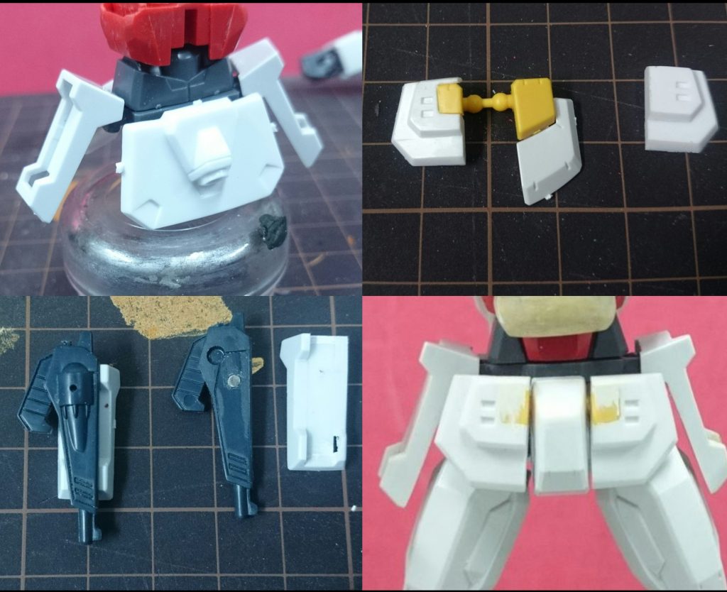 腰部AGEベースにマックスターのパーツを移植し、ギガンティックマグナムは収納状態のは磁石を仕込みサイドアーマーに着脱出来ます。