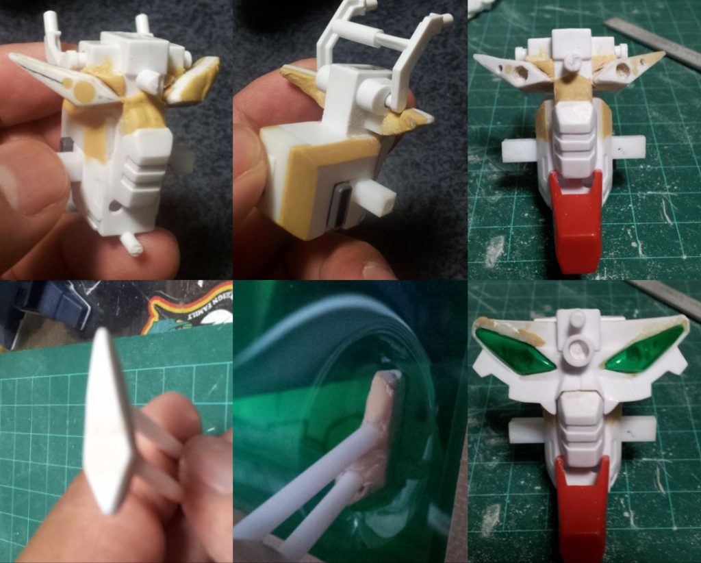 腰部の顔はボリュームアップと、股関節を強化。目をヒートプレスでクリアパーツ化しました。