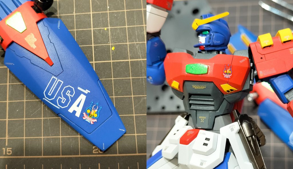 後に発売したガンダムベース限定デカールから、クイーンザスペードのマークを貼りました。