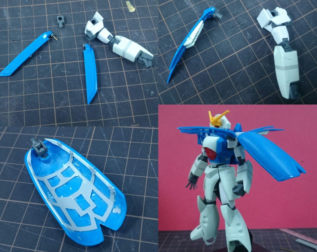 マント前後側も真ん中で分割し、KPSランナーやコトブキヤのジョイント部品を使い可動化しました。横マント内側はプラ板でモールドを製作。