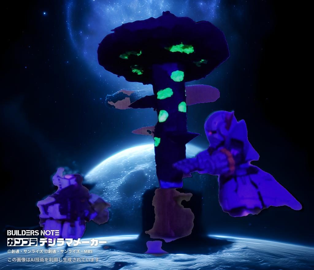 AIデジラマメーカーにかけましたが、唯一の成功? ガンダムが溶けてます これで手元にア・バオア・クーとソロモンが揃いました コンペイ島? 何のことですかね? モビリティジョイントガンダム使ったボードゲームの駒に出来そうですね