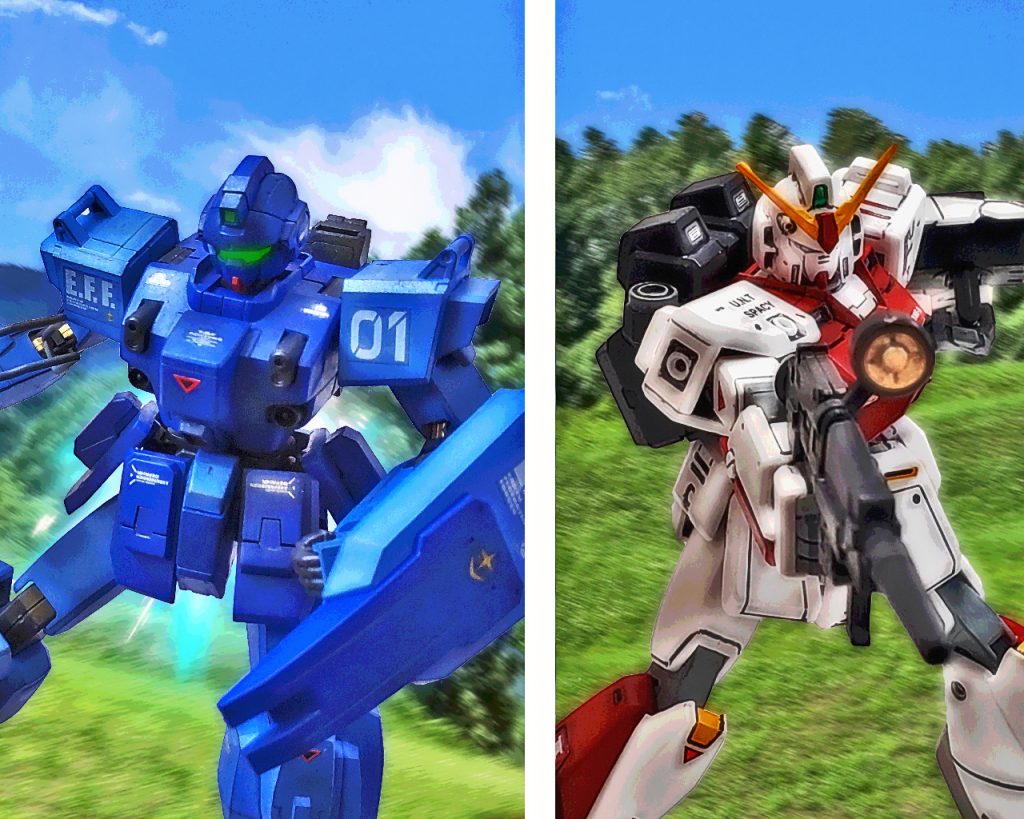 「カジマ中尉、貴方が何に悩んでいるか分からないけど、聞けない命令なら従うべきじゃないわ!」「貴様!これはうちの問題だ。外野が首を突っ込むんじゃないっ!」これには普段感情をあまり表に出さないカムラも激昂する。軍人として階級が上の者からの命令は絶対だ。ましてや今は共同作戦をしているとはいえ、他所者に勝手な事を言われては当然怒りを覚える。だがコーティリアは続ける。「そのEXAMが何かは知らない…。けれど自分を押し殺してまで戦う事なんてないわっ!私達はパイロットではあるけど、ただ命令に従い敵を殺戮する為の存在じゃないっ!」「貴様、言うに事欠いてっっ!」するとユウが口を開く。「…EXAMは、…EXAMシステムは彼女を傷つける」(…彼女?)「…………!」コーティリアは不思議な顔をしカムラは黙った。「あの力を使えば使うほど彼女は……!」ユウは俯き苦悶の表情で唇を噛み締めた。するとブルーのコクピット内に小さな声で少女が囁く。(…ドウシテ…、ナニヲタメラウノ…?)ユウは何かに気づき顔を上げた。「…マ、…マリオン?」(…コワイノハ、イヤ…)「だがEXAMを使えば君も俺も!?」「…アナタモ゙、…ワタシヲ…ヒテイスルノ?」「そうじゃないっ、君はっ…!?」「カジマ中尉!誰と喋っているの!?」コーティリアやカムラにはユウが聞いている少女の声が届いていない。(マリオンと対話をしている?こいつは初めてのパターンだ…)カムラは神妙な面持ちで聞いた。「君はその力を使うべきじゃない!」(…ナゼ…?コワイノ…?)「…いや…、……」(…ワタシハ…コワイノキライ…、アノヒトタチ…ワタシハキライ)「……まさかっ!?、やめろっマリオンっ!!」