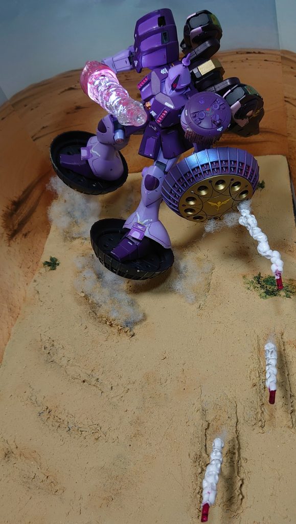 ミサイルで砂が舞う感じにしたかった