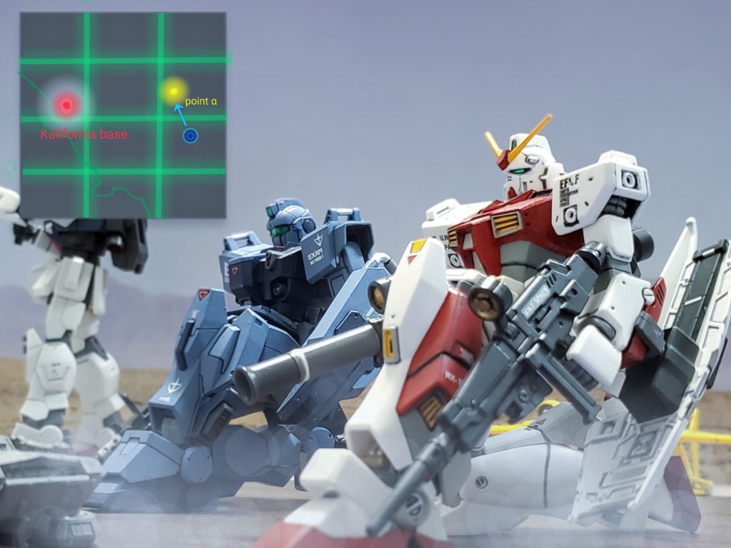 宇宙世紀0079年12月初旬、コーティリア少尉らの第04MS小隊に緊急招集がかかる🚨✨招集ポイントのカリフォルニアベース東部エリアへ到着すると、そこには同じく招集を受けた第11独立機械化混成部隊の姿もあった…👀💦ブリーフィングルームに集合した２つの小隊の面々は、作戦指揮を任されたアルフ・カムラ大尉から本作戦の説明を受ける👂️⚡😎『今回、指揮を任されたアルフ大尉である❗今から数時間前、東部エリア、ポイントαに進軍する我が軍の野営地がジオン部隊に急襲される事件が発生した‼️野営地からの最後の通信から、敵戦力は少数であったがMSとは異なる機動兵器により全滅したと思われる😔現在進行中の『カリフォルニア包囲網』においてポイントαは重要な要所❗よって本作戦はポイントαの奪還と謎の機動兵器殲滅が目的である👊✨なお、本任務は北米方面軍最大戦力であるBD1号機とプロトNT-1の２機を前衛、残りのMSと本指揮車を後衛としポイントαに進行、任務を遂行する😔』ブリーフィングを終えたBD1号機のパイロット、ユウ中尉と挨拶を交わし握手をするコーティリア少尉🤝✨目標のポイントαは北方の山脈の向こう側に広がる森林地帯🌲🌲各パイロットは機体を起動させ出撃準備に入る👍️アルフ・カムラは前衛として出撃準備に入る２機のMSを眺めながら心の中で呟いていた…😎( ニュータイプ能力を最大限に活かすためのMSと、ニュータイプを抹殺するためのMS……相反する機体が共闘する事になるとは…😔💦 )