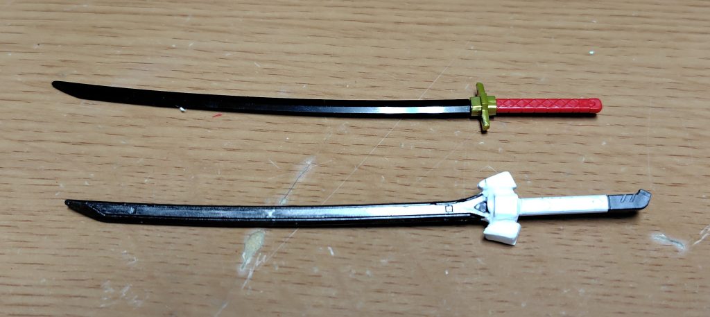 FT装甲対策として急拵えだが実体の対艦刀フツノミタマも付属。それに加えて前回投稿の「歳星の太刀」も装備。詳細はコチラ↓https://gumpla.jp/hg/2368562