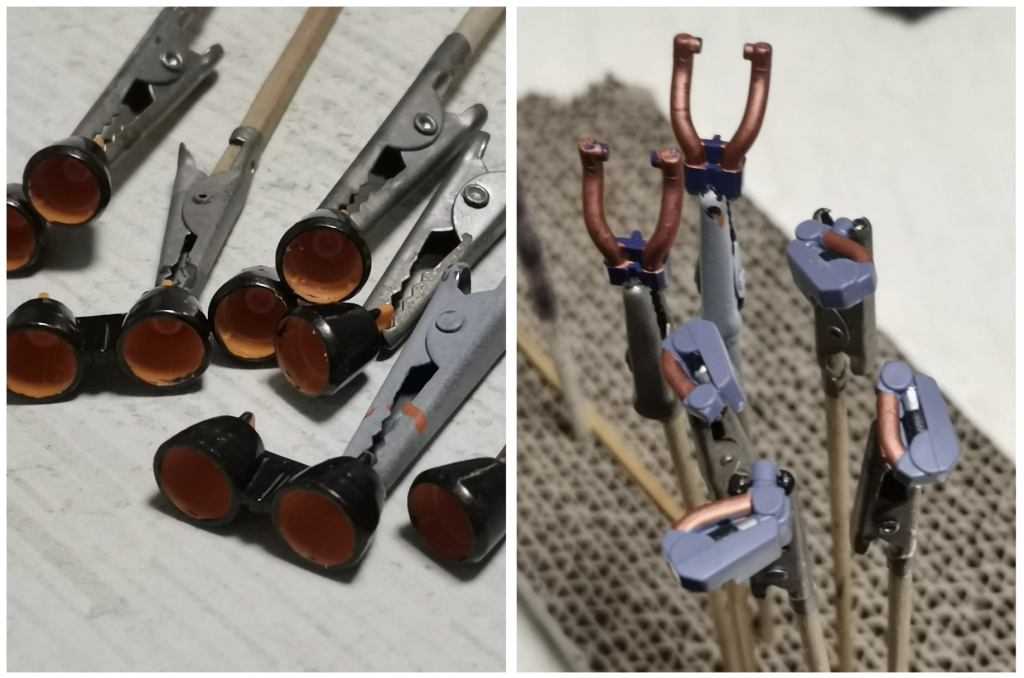 バーニアは黒鉄色と動力パイプはカッパーで部分塗装しました