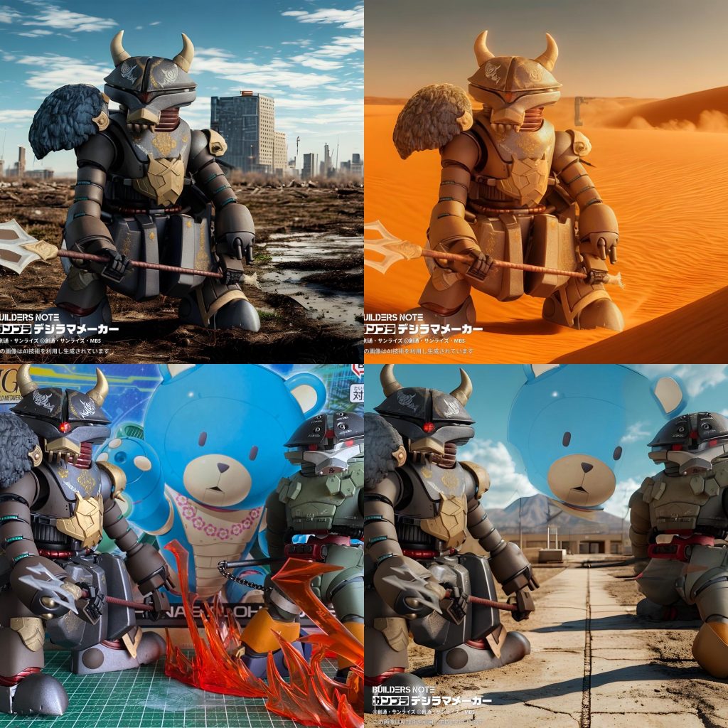 デジラマにするとジムさんが消えました。次もアッガイ?で三部作完結。第一部:第二部:悪・戦士編第三部:めぐりあい熊編?(2025年6月予定?)最後までお付き合い頂きありがとうございました。