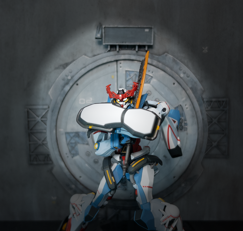 ジークアクス組んでて、なんとなくこのシーンを再現したくてコロニーハッチを自作！板一枚をジオラマと言って良いのだろうか？良いよね？🤔