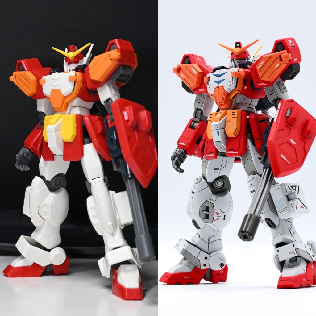 ビフォーアフター。もともとスタイルは良好なキットだったと思います。合わせ目も腕部とふくらはぎ程度で、サクサク進められました。