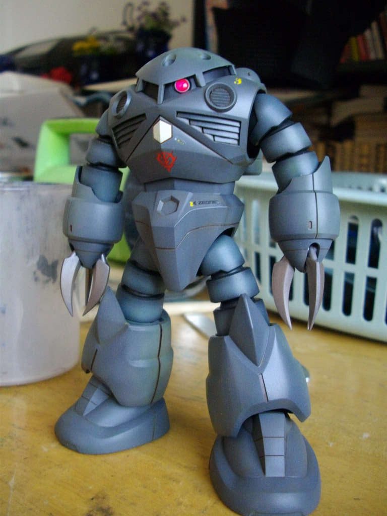 HGUC ズゴック　アクリルガッシュ筆＋エアブラシ、モノアイクリア化