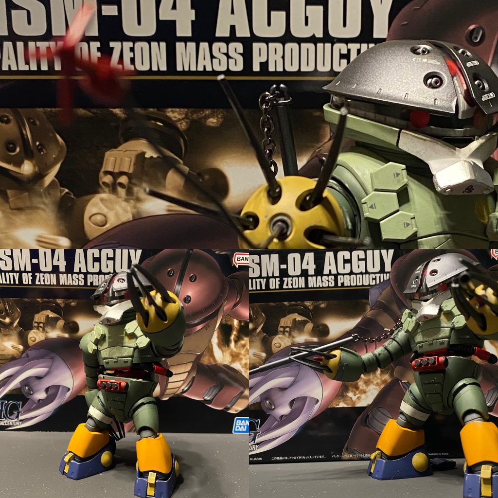 バルカン砲ではなくワイヤーアンカーに、ヌンチャクっぽい武具で戦えますが基本的には体術が得意…らしい笑腹部に動力パイプを接続するとメガ粒子砲が撃てるとか撃てないとか?