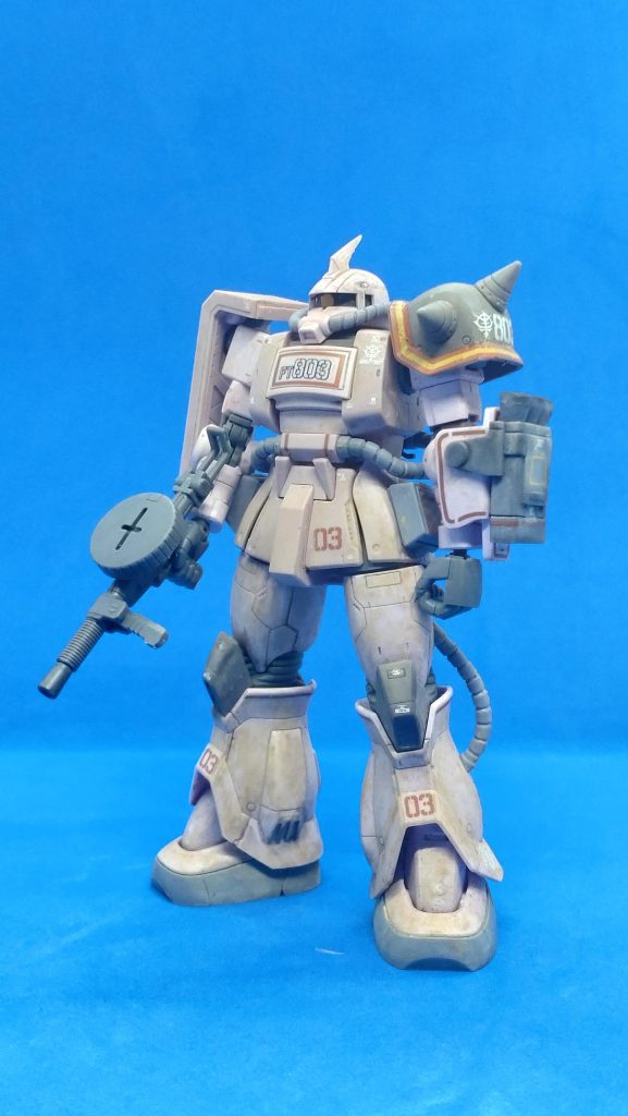 SASのオマージュなのでしょうけど、一年戦争にはこういう史実ネタはとても良く似合うと思ってます。いつもの成型色活かしですが、このスケールにウェザリングするのが久しぶりで塩梅とかを間違えてしまったような気も。それにしてもザクがまた増えてしまったなぁ。