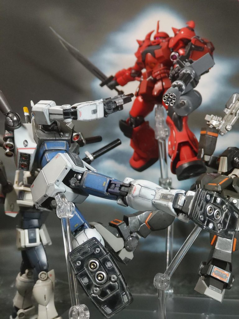 アピールショット4枚目の加工なし写真ここから、ばら撒く弾丸のステッカーを貼って、周りをぼかして動きを演出