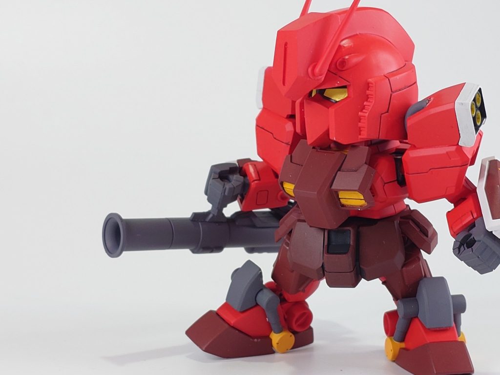 以下使用塗料G：ガイアノーツ　T：タミヤ　C：クレオス赤 G：ブライトレッド赤（暗） G：ブライトレッド+マホガニー+ブラック黄 C：黄橙色+イエロー白 G：コールドホワイトグレー G：メカサフ墨入れ T：ダークグレー