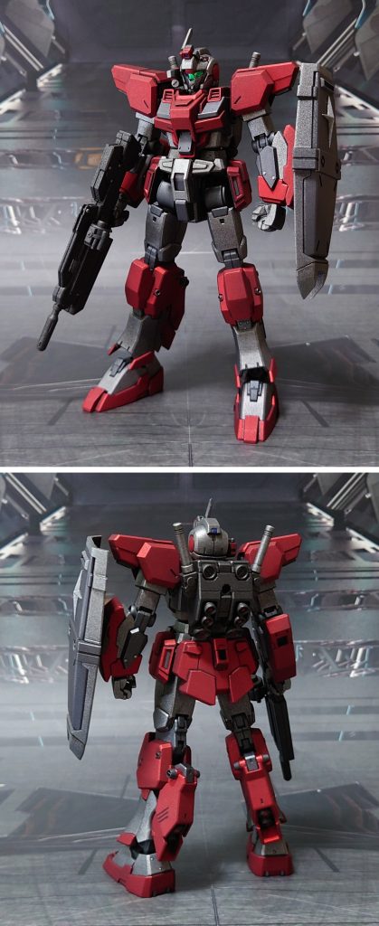 ジーライン・ライトアーマーで前後ろ。頭部の追加センサーは、基部ごと付け外しするのが思ったより大変なため、追加センサー部分のみを付け外しすることに変更。