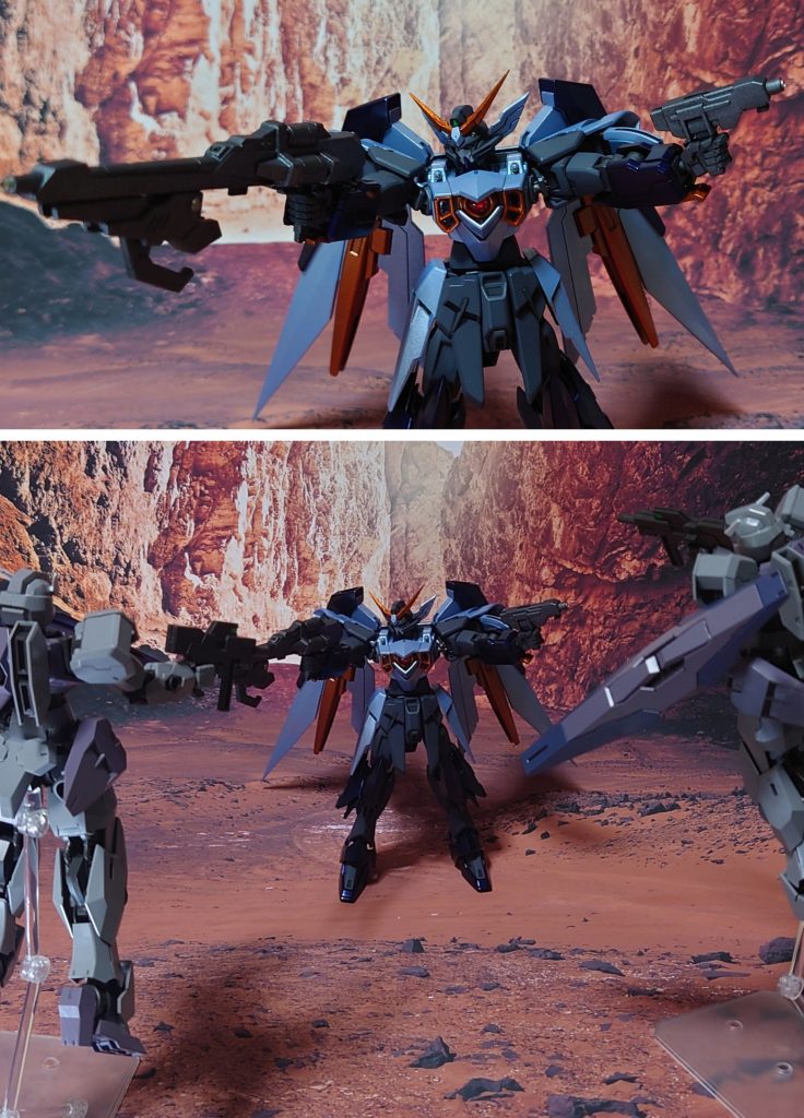 “雑兵どもが、群れたところで!”バスターライフルカスタム、2丁持ちで薙ぎ払う。