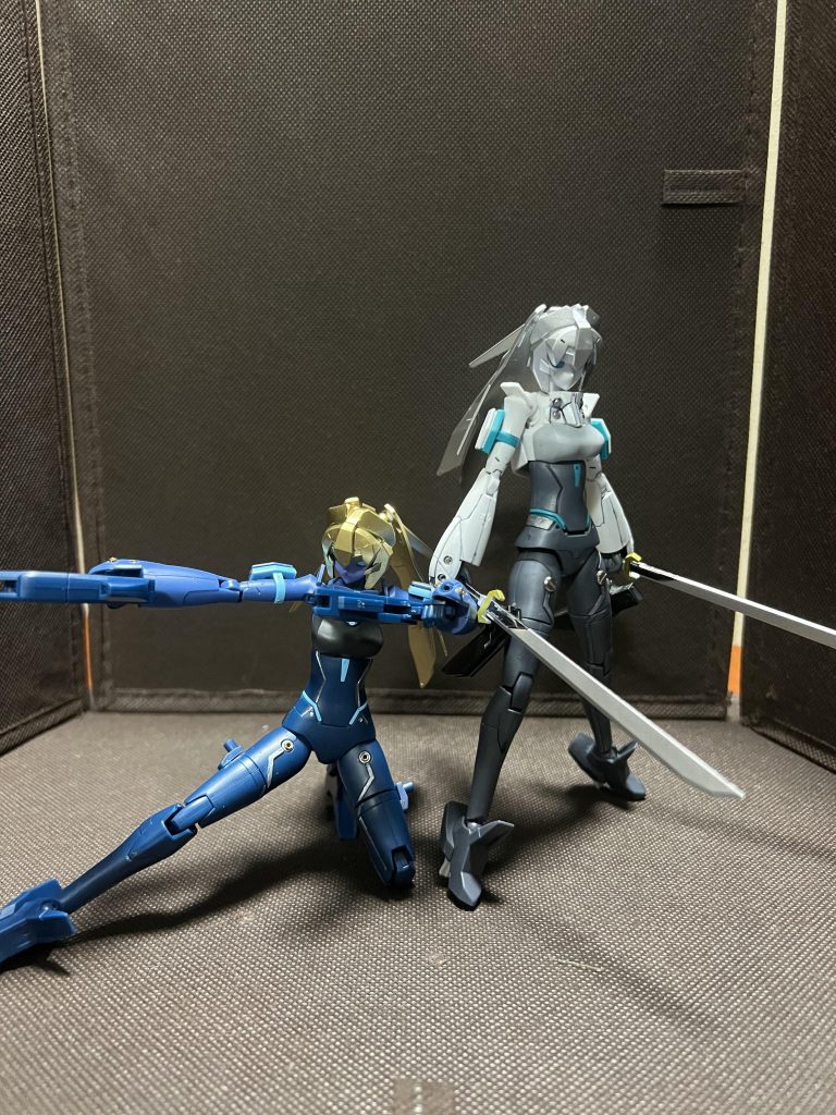 メイさん2体になります。本当は通常カラーのメイさんしかなかったですが、最近の値段を見たら、3000くらいだったので2体目を即高購入！2つ作成してた戦術機を両方装備できるようになりました