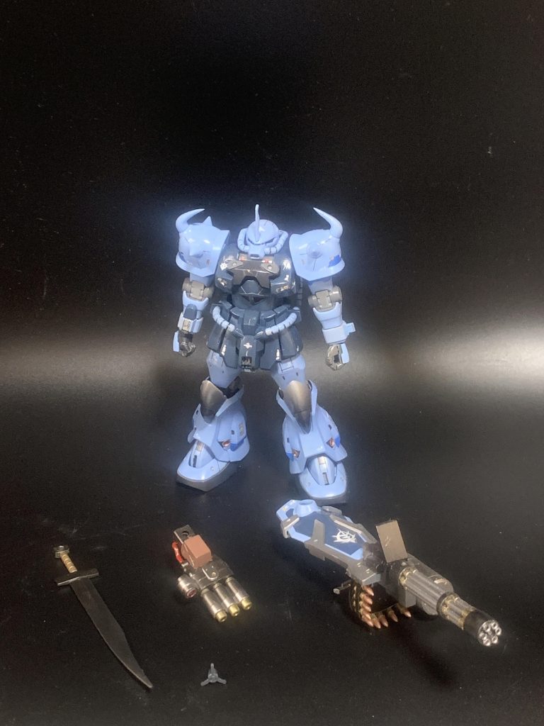 グフカスタムの全装備。そういえばサーベルとヒートロッドの装備画像撮り忘れていました(zaku-kao4)。まあご愛嬌という事で。