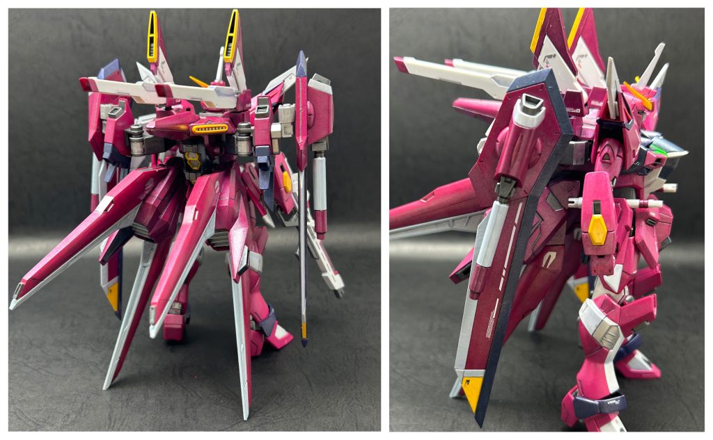 バックパック及びシールドの基本色はウォーロードパープル(ヴァイオレット+レッド)一部の白にはウルフグレー(メタルメディウム+グロス)最後にグロスバーニッシュで仕上げ。