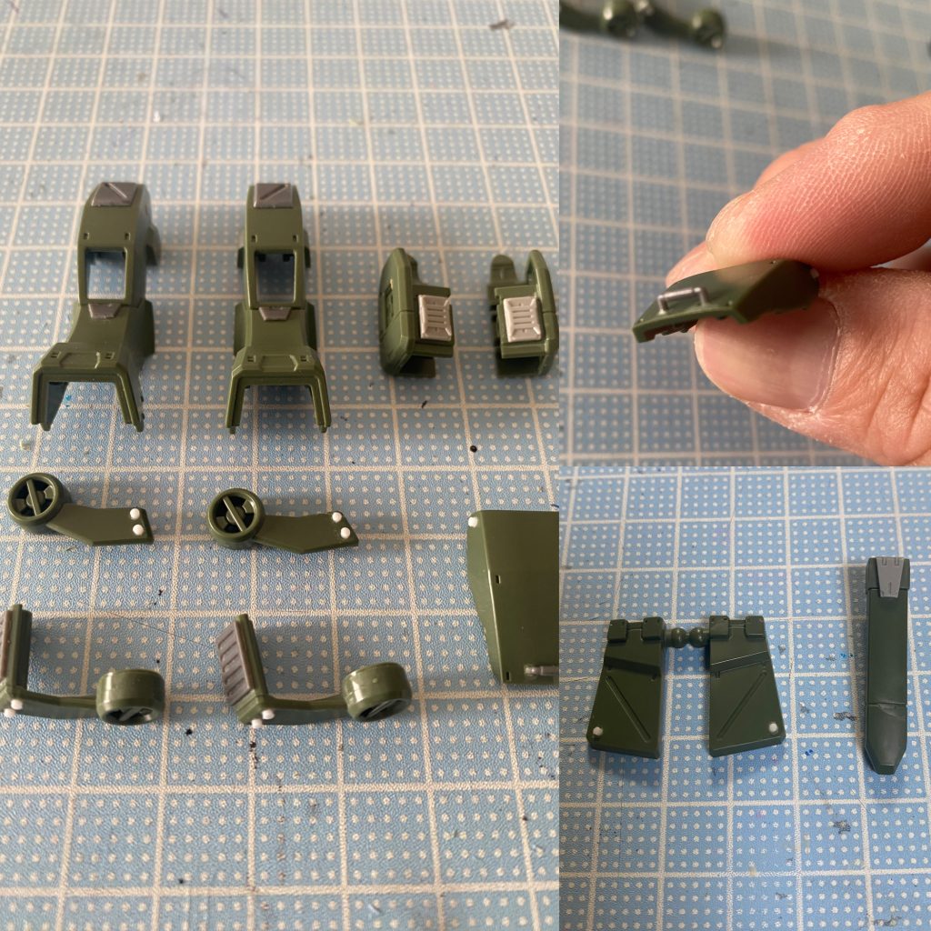 製作記録1ディテールアップパーツをあちこちに貼っつけてます。リベットのパーツが市販で出ていることに気づかず、プラ棒にてリベットぽいディティールを作成しました。手間ばかりかかり、ただただ時間がかかりました。
