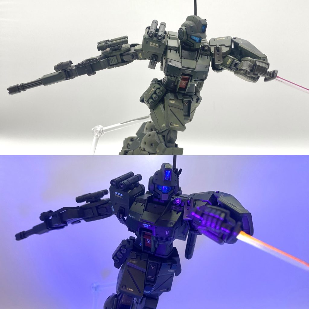 視点を変えて。そして、ビコーン… しきれてない(zaku-kao9)ナイフがヒートナイフには、なってる笑