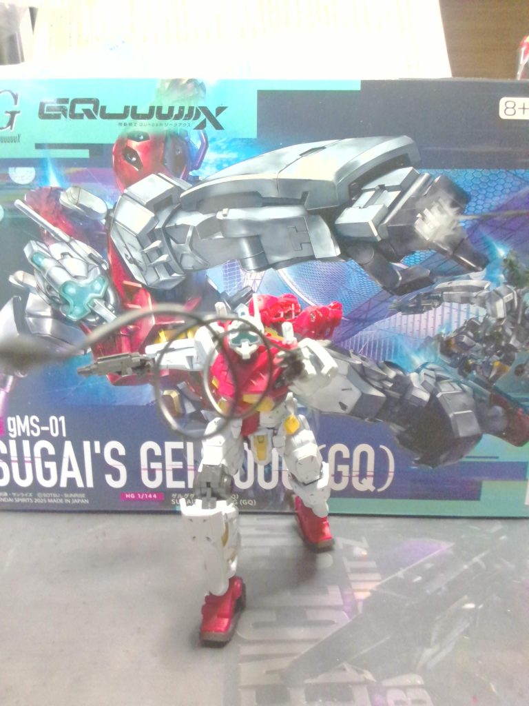 まっすぐにして撮ろうとしたらぶつかるのでこんな感じになってしまいました(gundam-kao5)