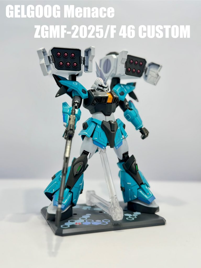 本体のブルーはラスキウス、ホワイトはニュートラルホワイトで塗装。ミサイルコンテナ内部のミサイルはガイアの焔小豆で塗装しました。