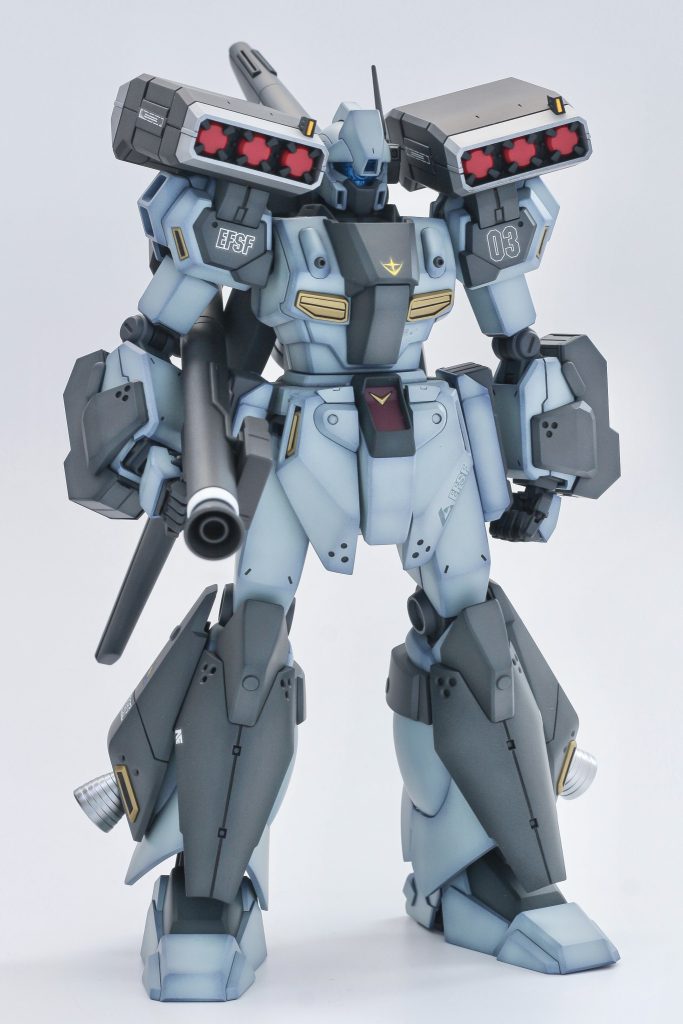 全塗装本体薄青 ティターンズブルー2→クレオスc117ライトブルー本体濃青 ミッドナイトブルー→白+ミッドナイトブルー追加装甲  ミッドナイトブルー→ニュートラルグレー4フレーム ファントムグレーイエロー KOGゴールドバーニア以外はいずれもつや消し