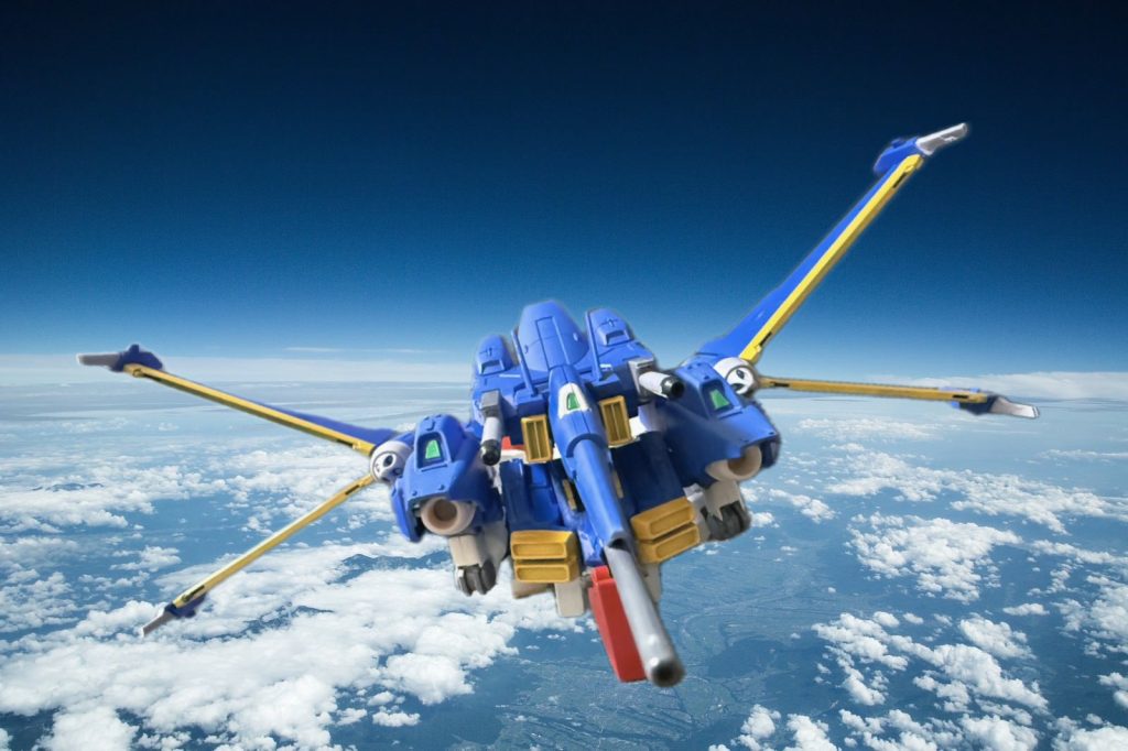 ウィングや機首はファランテスを使用。なんかスターウォーズのXウィングみたい笑。