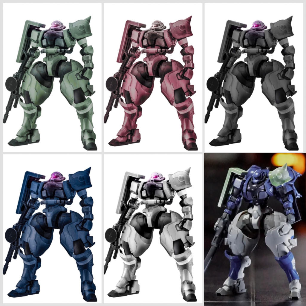 作品名：HG ザク（GQ）制作中<p>仮組みでシルエットはだいたい決まったのでフォトショでどんな色に塗ろうか考えながら表面処理。 #J3</p>