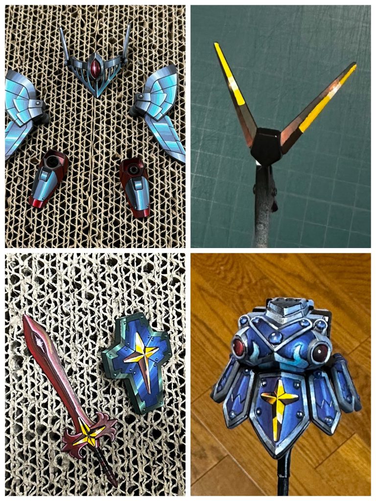 塗装途中。光沢感、光の裏側の面の反射をボックスアートを参考に塗りました。特にアンテナの塗り方が今回収穫でした。また何かに活かせそう✨