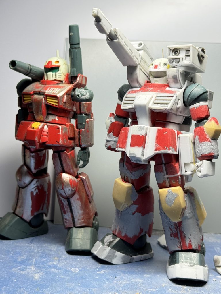 設定高だとガンキャノン寄り少し背が高いそうなので、少し背を伸ばしてます。(一応測ってます)