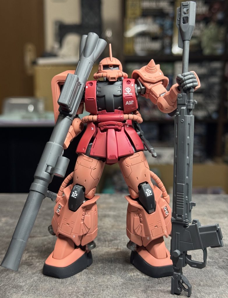 元よりディテール細かいので特に自分では何も弄ってません。よくあるモノアイの改造くらい？武装豊富で触ってて楽しいですねこの子作中で一瞬しか映らなかったのに(