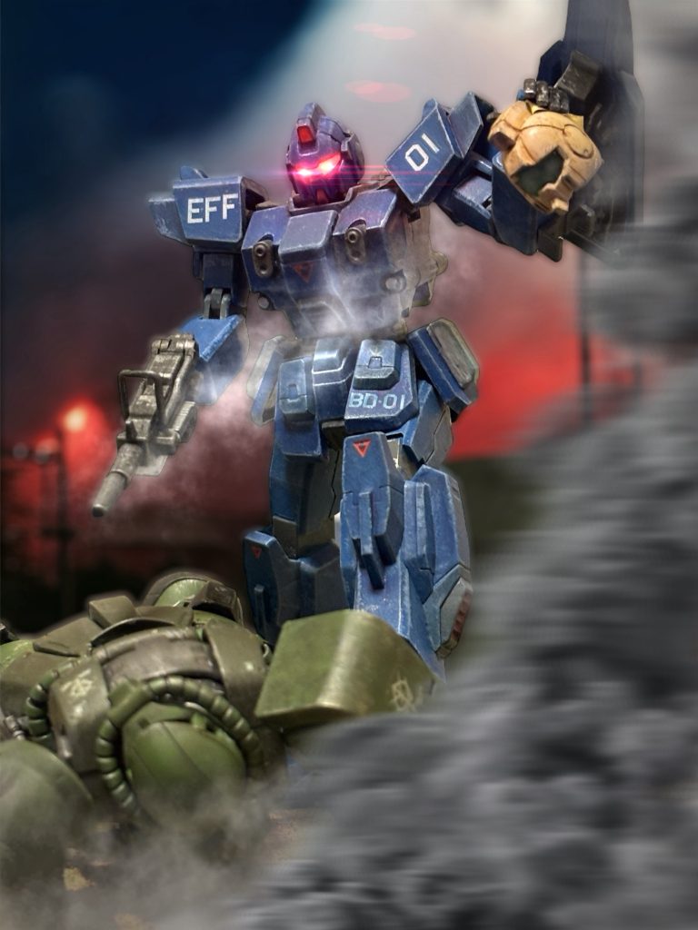 お目汚しと自覚しつつ、ブルーデスティニーを眺めながら飲んでいたら、撮りたくなってしまいました(gundam-kao5)