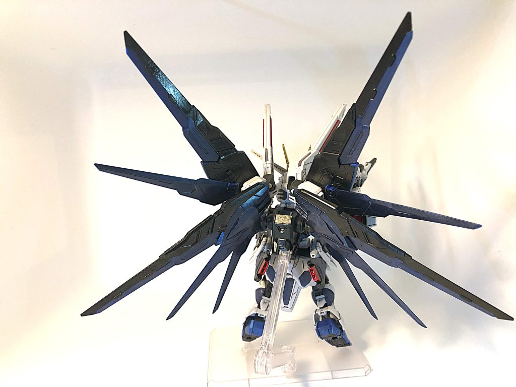 フルバースト背面。ガンダムマーカーをエアブラシで吹いているのですが、バックパック？の塗装は特にムラが出てしまいました(zaku-kao10)