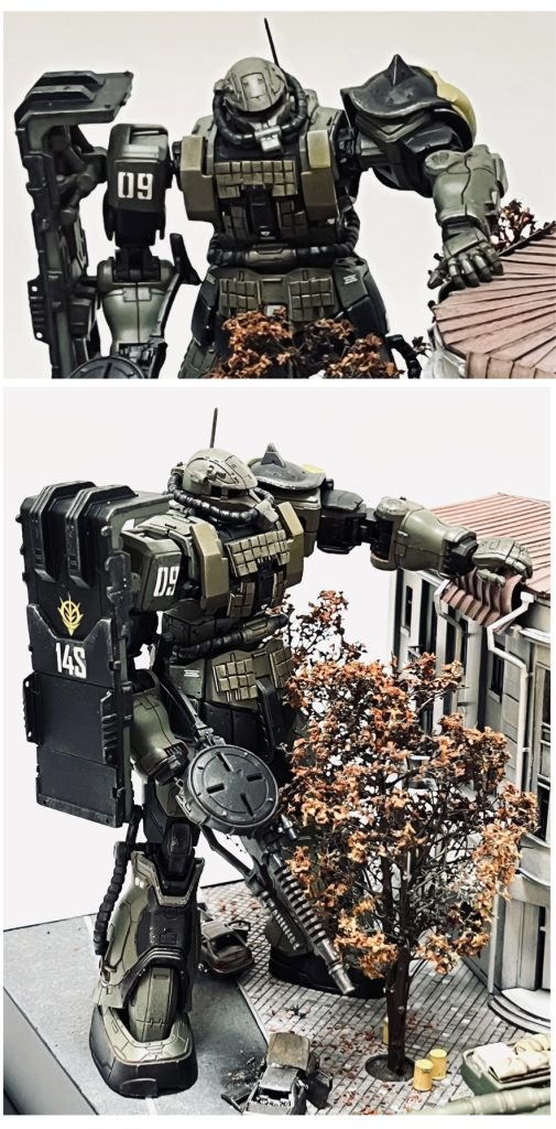 「レクイエムと言えば増加装甲!」連邦のGMが装備するスプレーガンに対処すべくザクの装甲強化が図られた。装甲タイルの一種ではあるが実弾の衝撃を反応爆発で打ち消すという従来の物ではなくジムのスプレーガンのビームをある程度撹乱できる特殊タイルが採用された。これにはHLVが大気圏突入する際の船体外壁の技術が応用されている。タイル形状にする事で機体の凹凸に合わせて装着が可能になり小型でハンドリングが良い事から現場での装着も容易になっている。主にザクの胴体正面を護る形で取り付けられた。