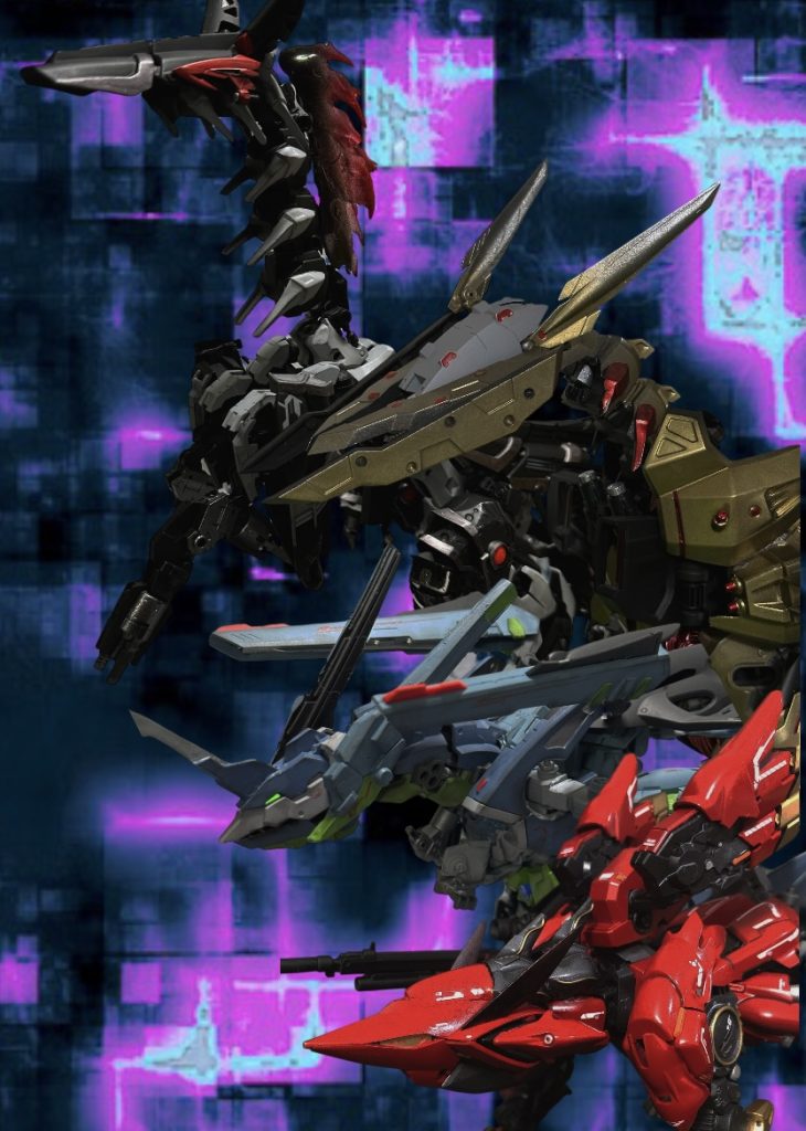 過去作の機体達と一緒にみんなで並ぶとかなりの場所を取ります、困りました(笑) おまけでデジラマっぽく加工したのも作ってみましたいかがだったでしょうか?途中ミレニアムの制作を挟んだことから完成まで1年近くかかったと思いますが、ジャンクを活躍させることができてよかったです。次回作も閃いた時に。。。ではまた^_^ノ