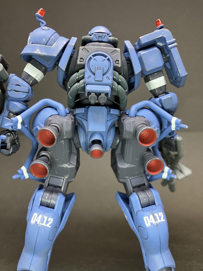 塗装した部分　その1バーニアの内部、シタデル筆塗りゲート後はウォッシングしたあとシルバーでドライブラシでなんとなく