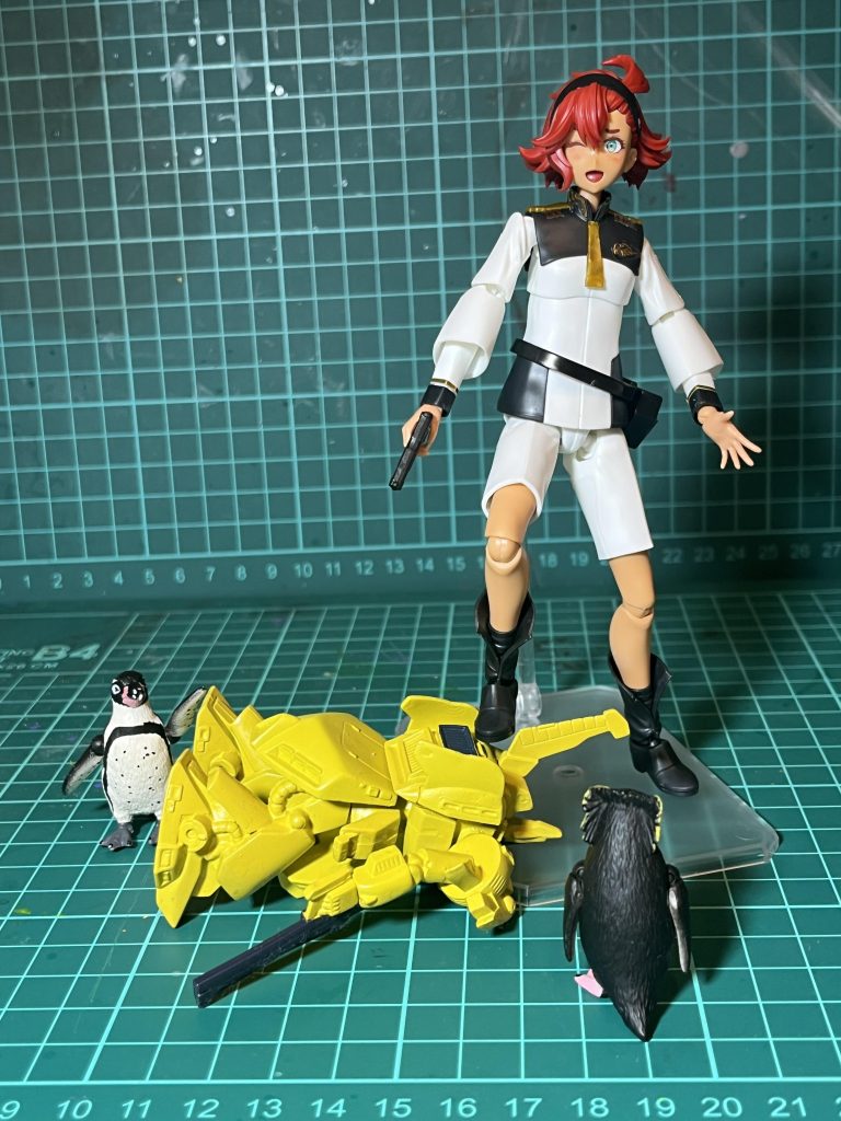 スレッタを作りました。非常に良くできてますね。驚きです。山田科学で武装ついでにラスボス撃破。何故動かん！