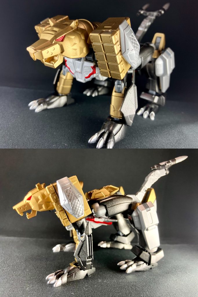 【獣魔黒獅子】忍者戦士飛影が陸戦用機動兵器・黒獅子と合体した姿。機動力・運動性能に優れた四足歩行型で、全身に搭載された火器装備が強力な獅子型ロボットだ!