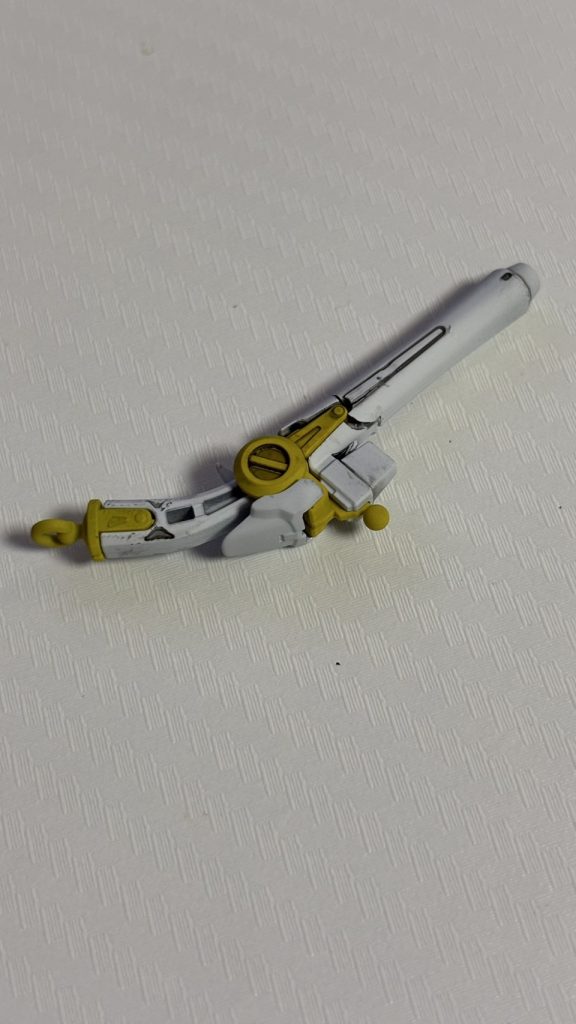 おまけ：スミ入れ中、バスターガンの銃身にエナメルが浸食しメキャア