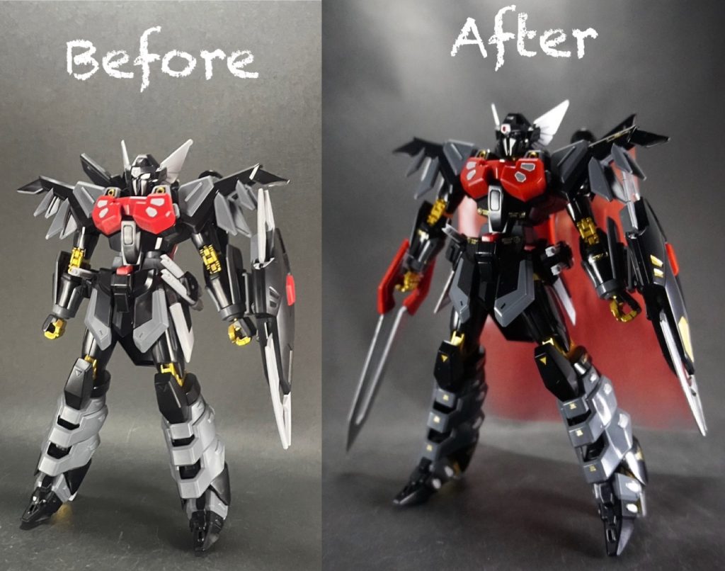 素組みとのビフォーアフター！ちょっと手を加えるだけで、豪華な感じが出たんじゃないかと思います🤩