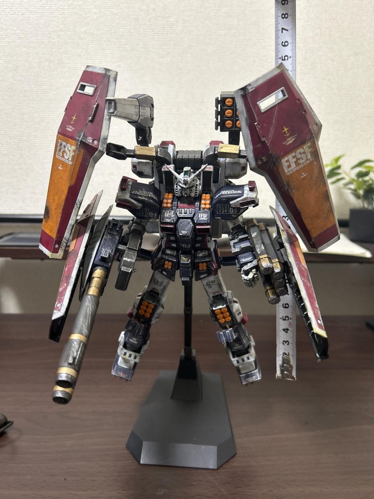 縦25センチ〜30センチほど横15センチ〜20センチほど側面からの横幅15センチから25センチほど、、盾の配置によってサイズ感が結構変化する作品