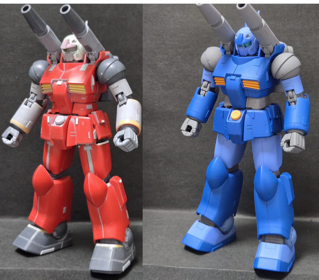 改造ポイントは「腕を0.3mm厚プラバンを巻き付けて若干太く」「太もも幅を2mm増し」「プラバン貼り付けとスジボリ追加でディテールアップ」です。