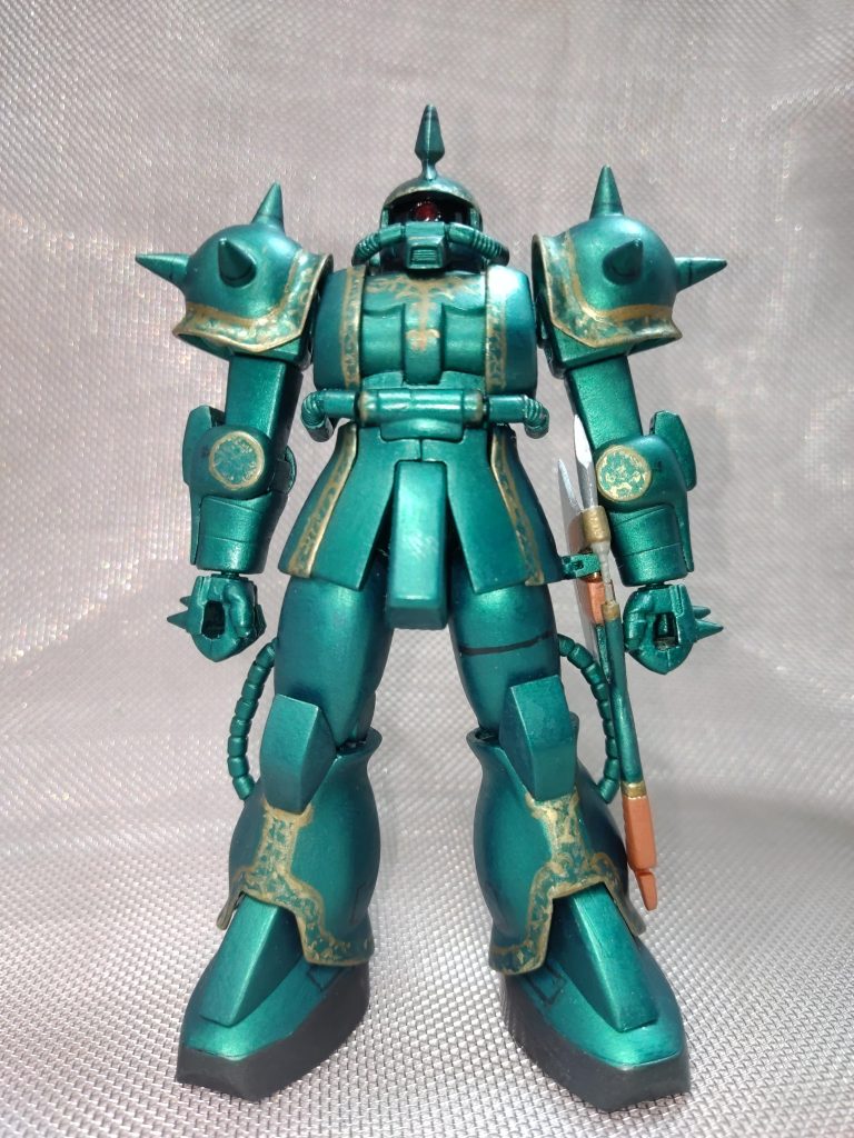 正面から旧HGUCシャアザクからすべて筆塗りです