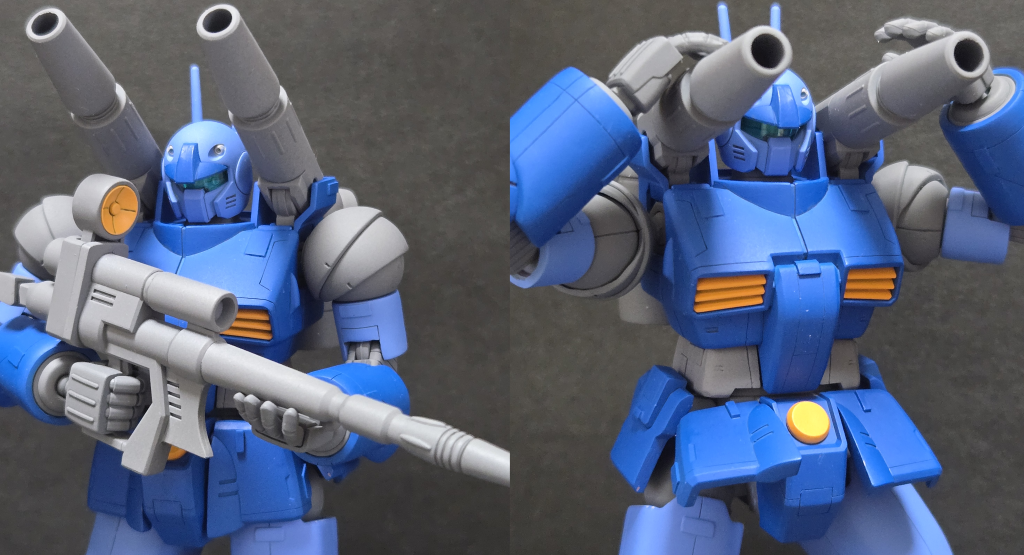 「XBR-M-79a ビーム・ライフル」と「240mm低反動キャノン砲」を構えて