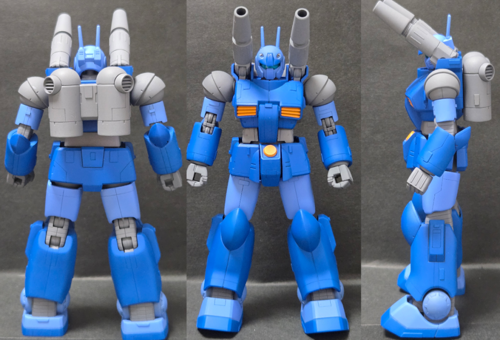 立ち絵3面図(追加ディテールはくどくない程度にしました)ブルーは「ライジングフリーダムブルー」と「エアリアルブルー」を使用しました。(いい色ですよね~)