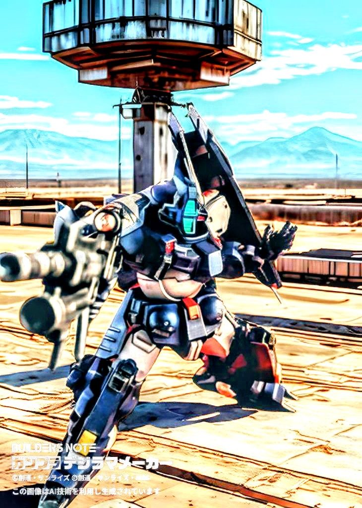 巷で、噂の『ビルダーズノート』と言う作ったガンプラと背景を合成するアプリを使ってみた。